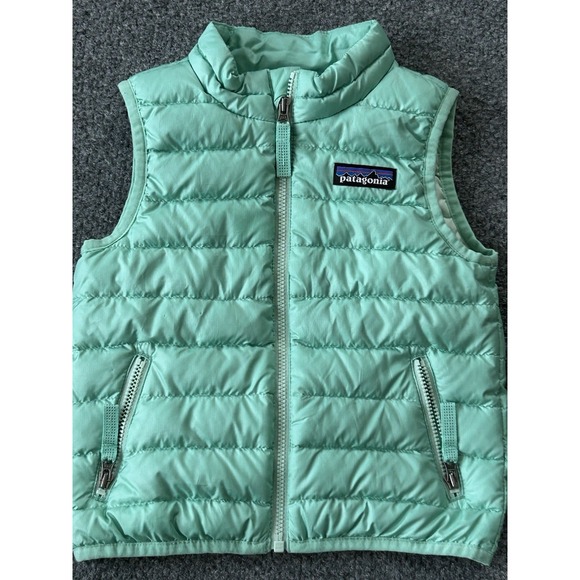 Patagonia Jakcet Baby 12-18m Down Filled Sweater Vest Teal Green Puffer Toddler - Picture 2 of 12